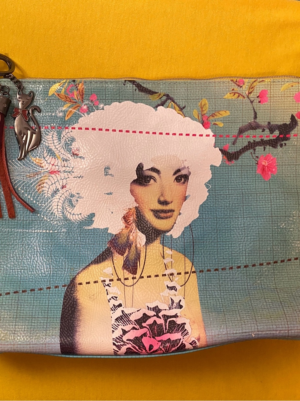 Papaya Turquoise & Pink Portrait Zip Clutch